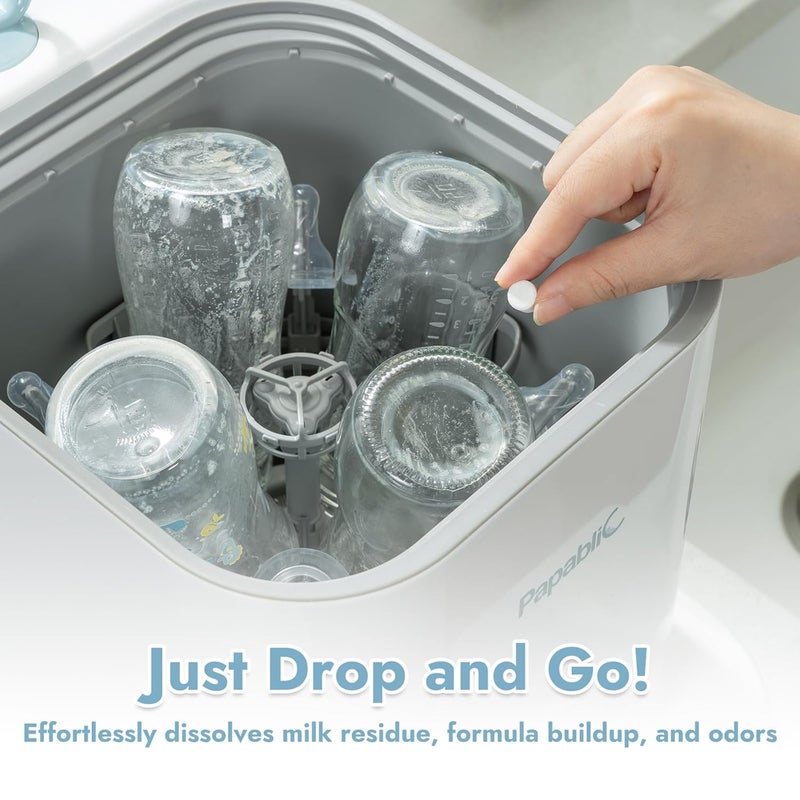 Papablic 60 قطعة من أقراص الصابون المنظف الرسمية لبابا بريزا، جراونسي، مومكوزي، غسالة زجاجات برو وسخان زجاجات محمول، عبوات مدمجة صديقة للسفر لكتل الغسيل - Image 3